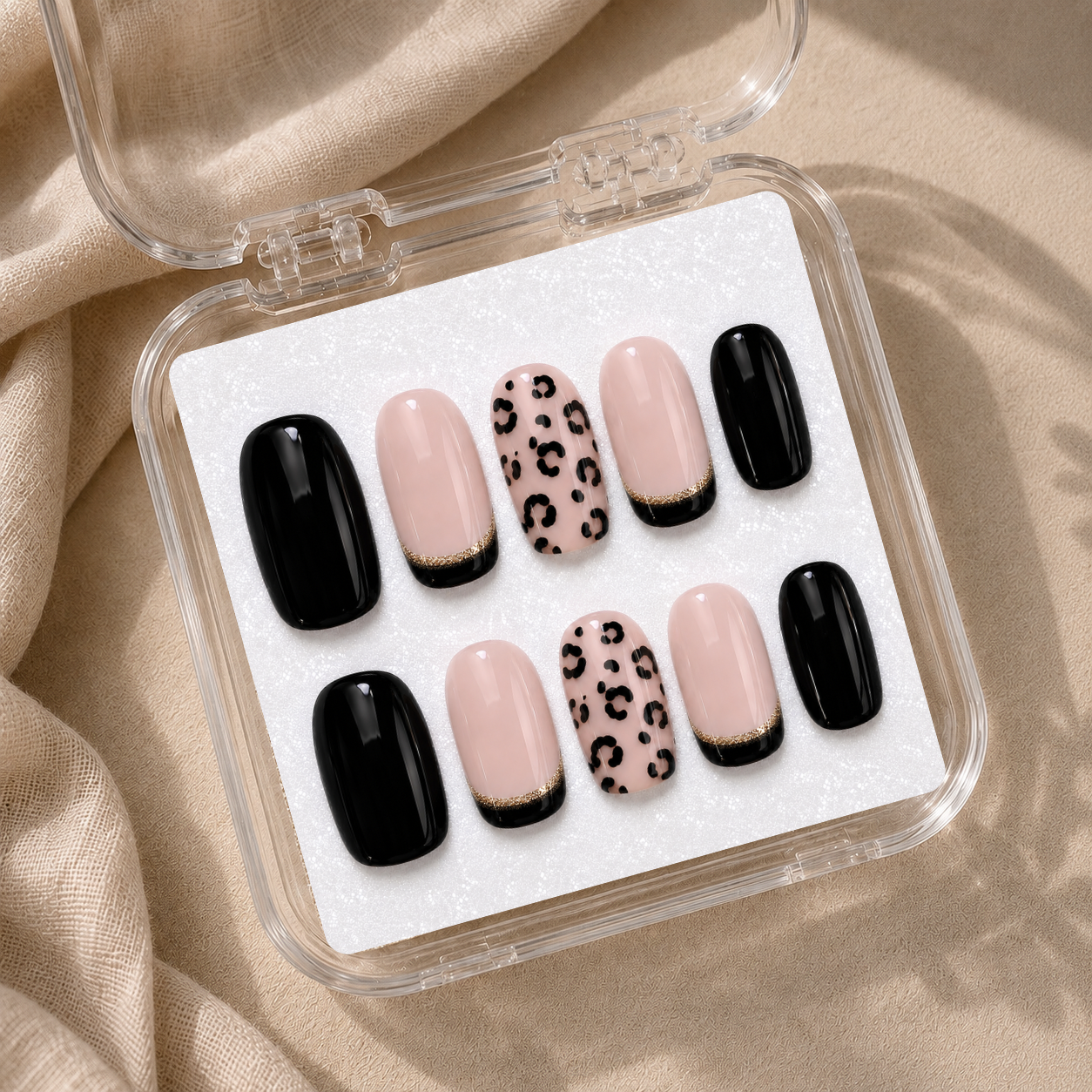 Midnight Leopard – Noir élégant & motif léopard chic - Arrondi