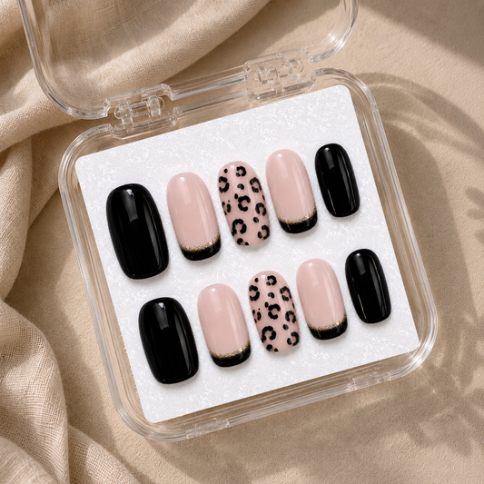 Midnight Leopard – Noir élégant & motif léopard chic - Amande