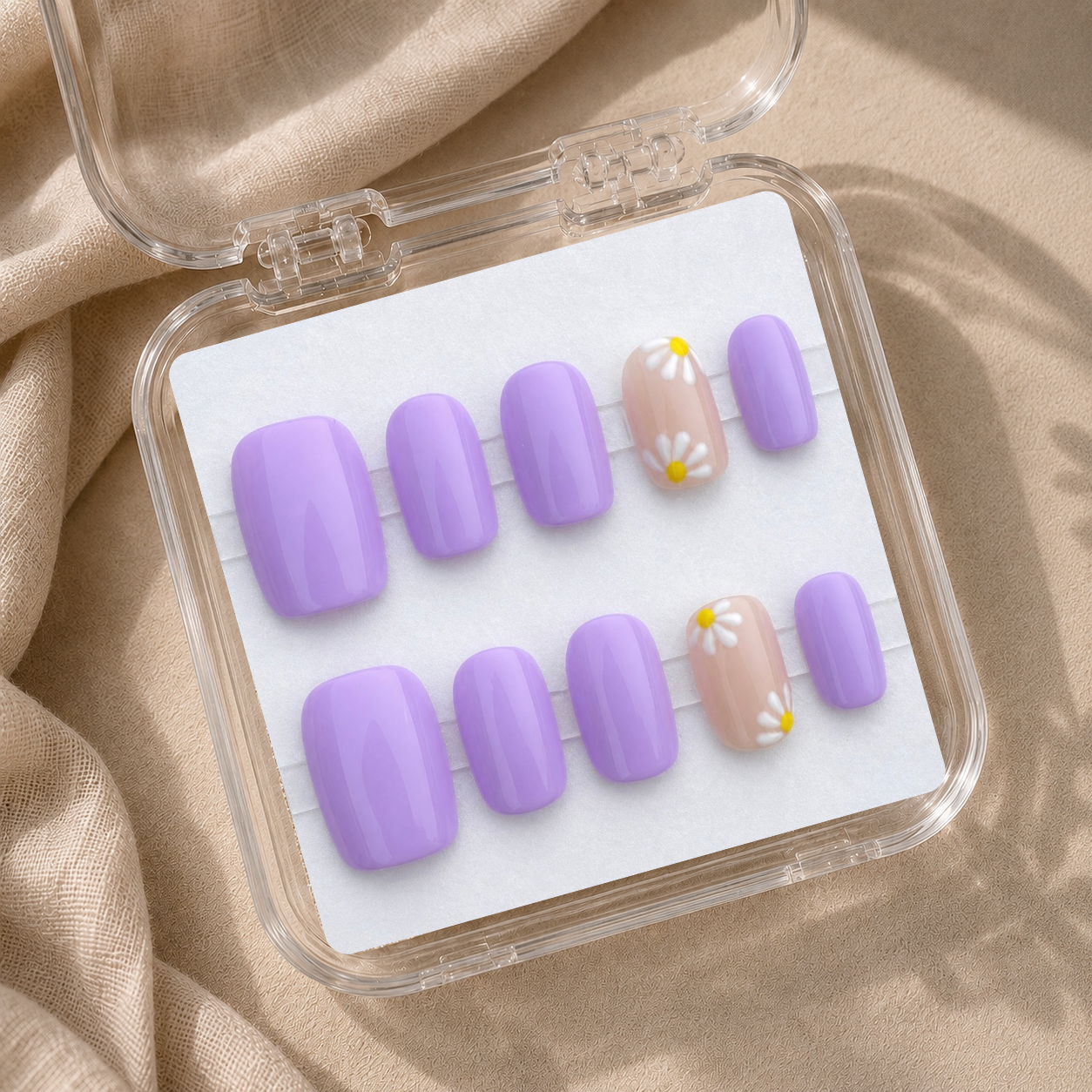 Lavender Daisy – Lilas pastel & petites marguerites - Arrondie