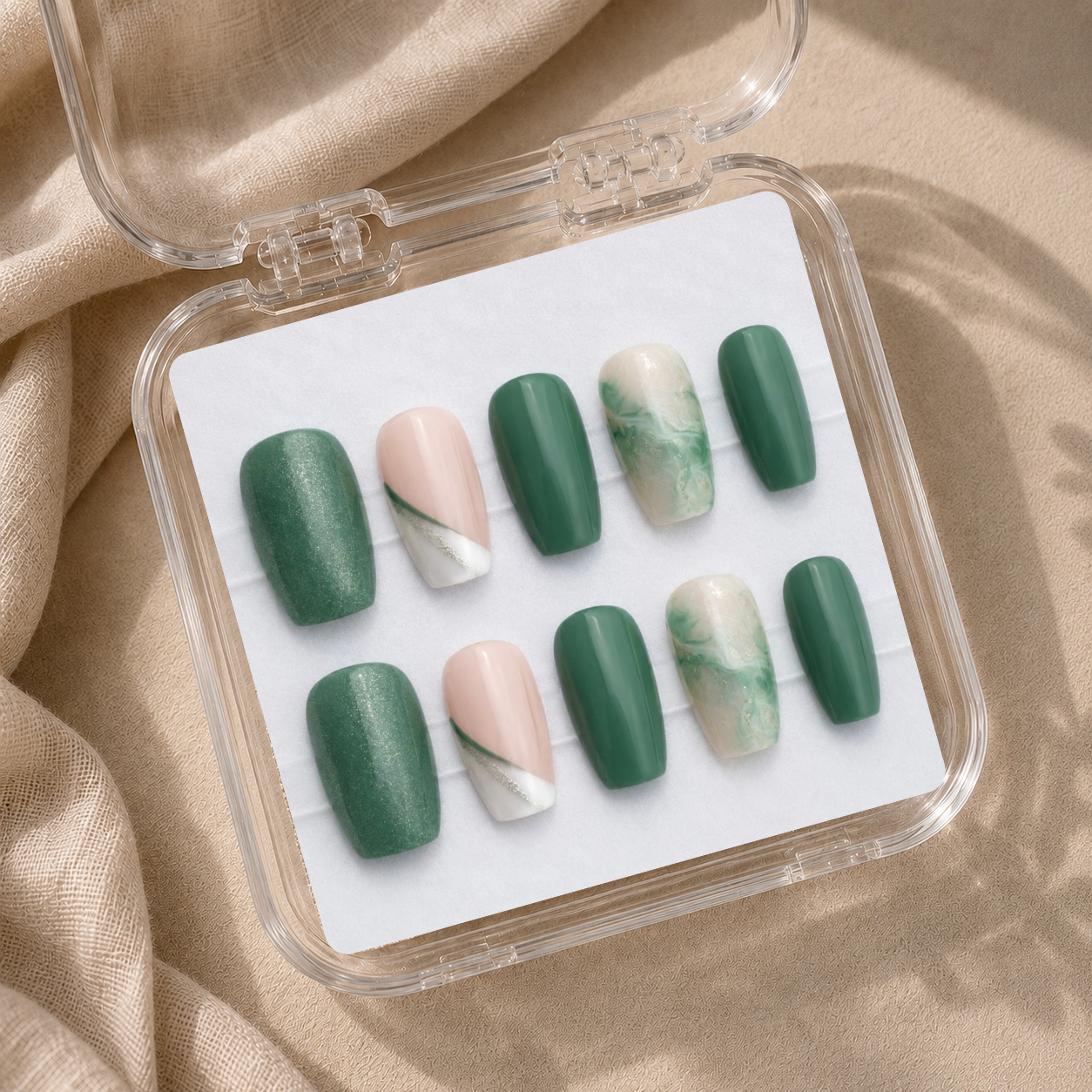 Sage Harmony – Vert sauge, marbré nacré & détails argentés - Amande